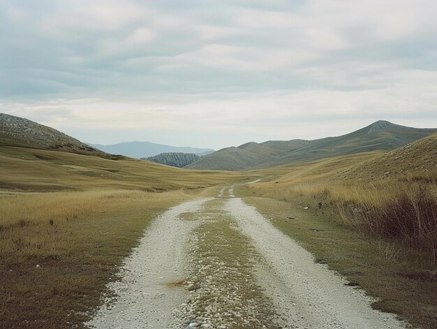 Gravel Road Through Rolling Hills