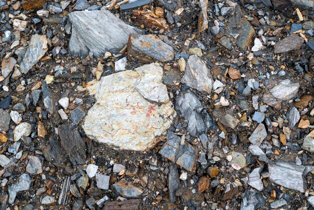 Gravel and rock texture back ground in wet condition Big rock is on the center of frame