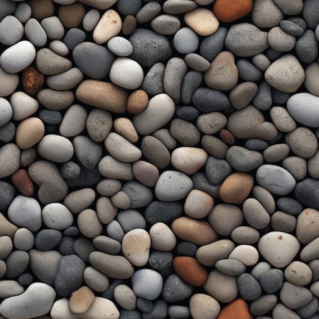 Gravel in various sizes and shades Seamless Pattern Background