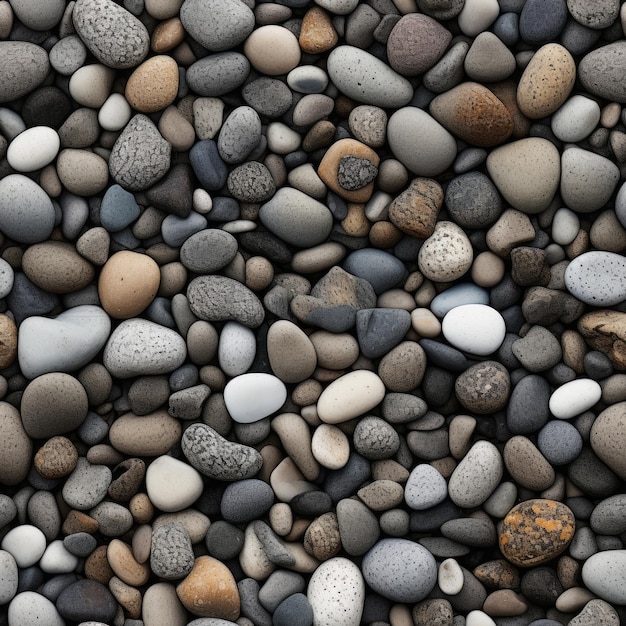 Gravel in various sizes and shades Seamless Pattern Background