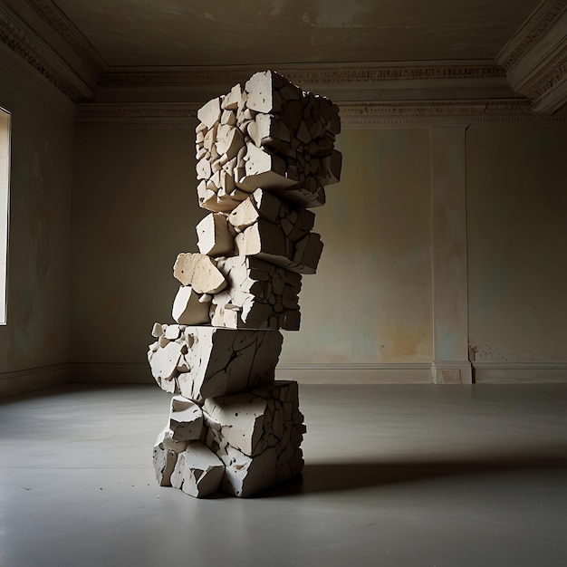 GravityDefying Pedestal of Shifting Floating Stone Fragments Suspended MidCollapse Creating