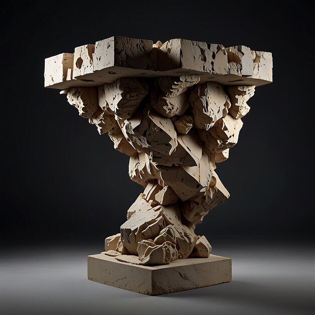 Photo gravitydefying pedestal of shifting floating stone fragments suspended midcollapse creating