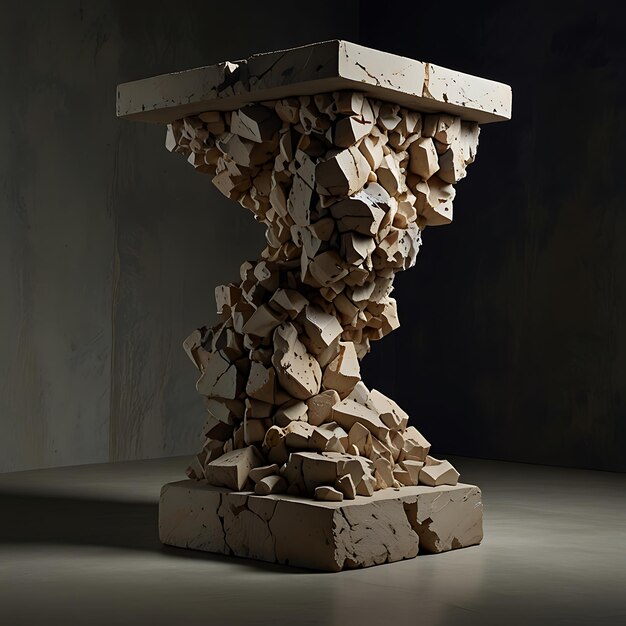 GravityDefying Pedestal of Shifting Floating Stone Fragments Suspended MidCollapse Creating