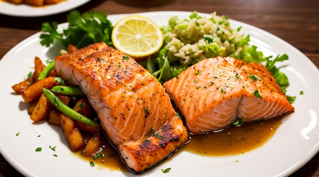 gravy salmon fish curry on a plate