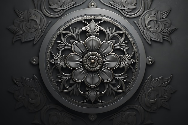 Gray background with mandala decoration