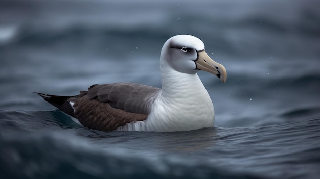 Gray beaked albatross with ocean behind AI generated