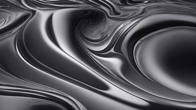 Gray and black colors 3d rendering of abstract wavy liquid background