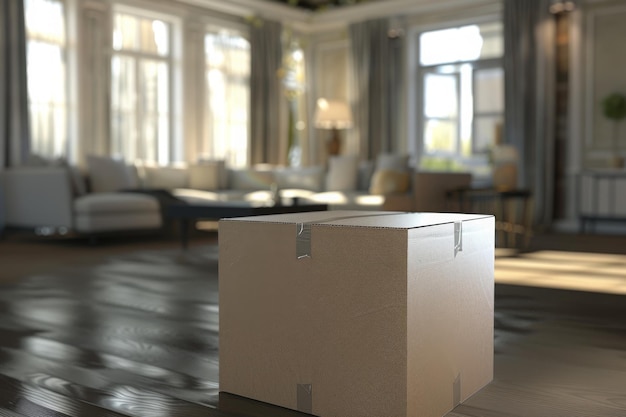 gray color Cardboard box with home living room moving house and delivery