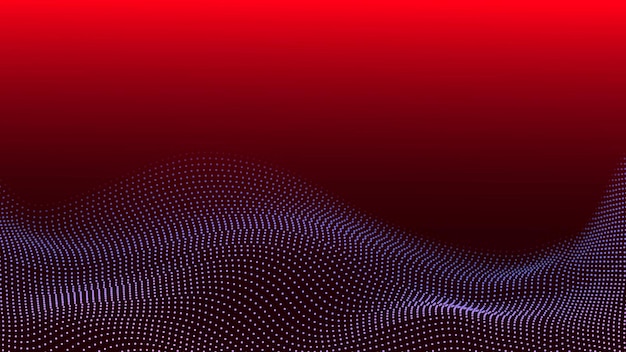 Gray color wave dots particles on red color illustration background