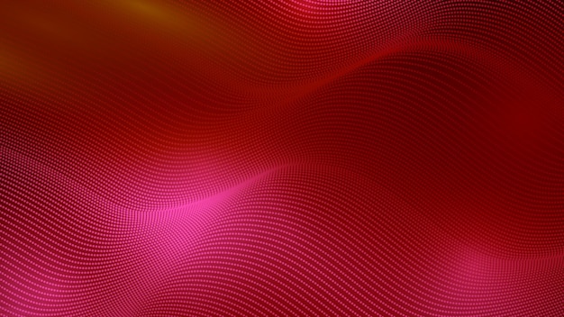 Gray color wave dots particles on red color illustration background