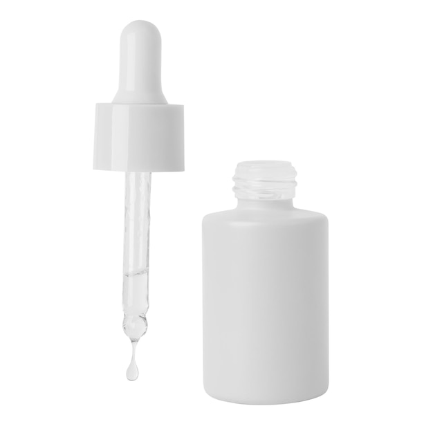 Gray cosmetic jar with dropper On a white background