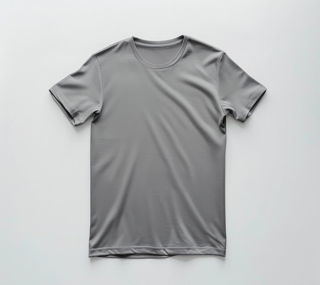 Gray cotton tshirt on a white background mockup minimalistic copy space