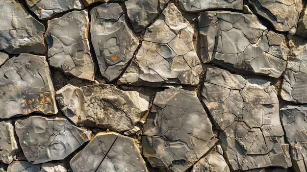 Photo gray cracked stone texture with veins