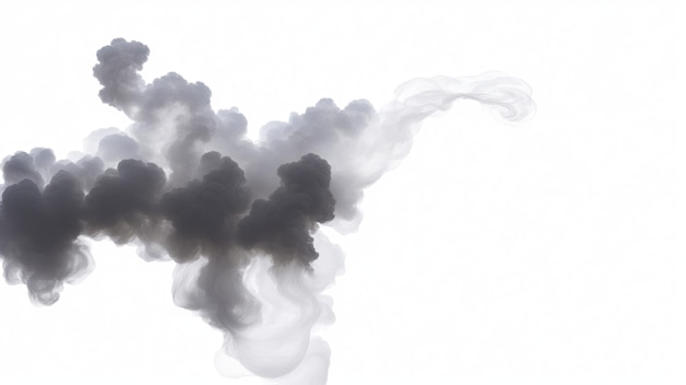 Gray fire flame smoke cloud texture isolated on white background