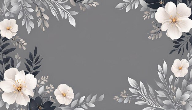 Gray floral border background