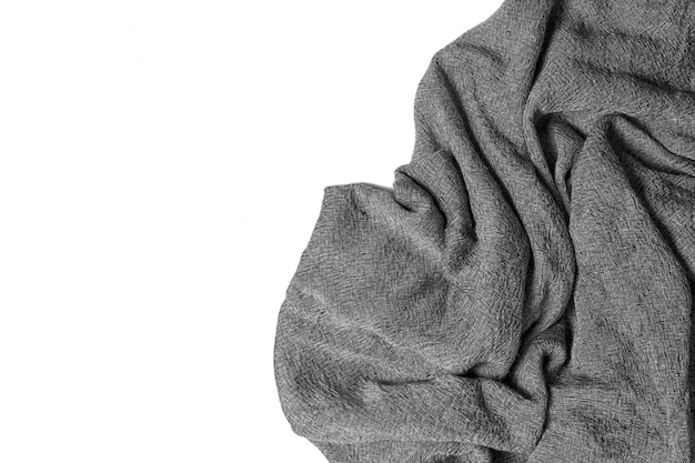 Gray kitchen towel napkin isolated on white background Mockup with copy space