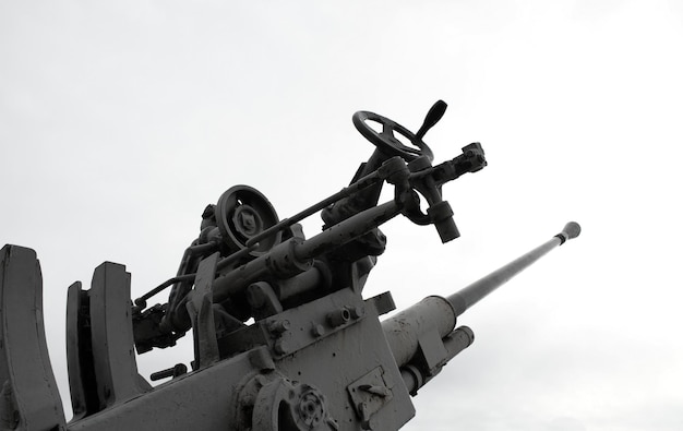 Gray Large-Caliber Ship Gun Isolated On White