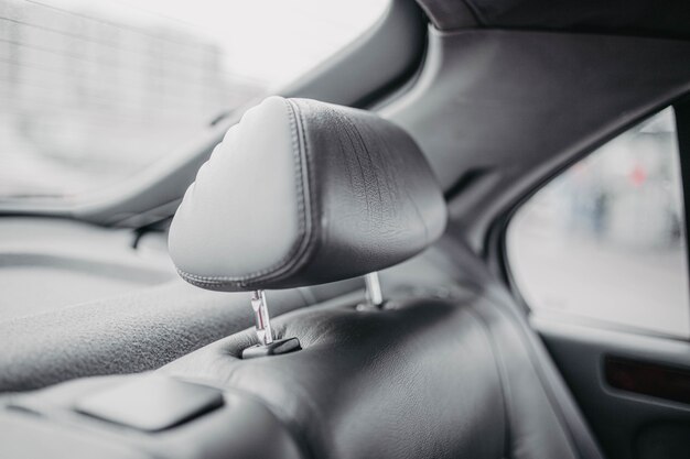 gray leather car interior