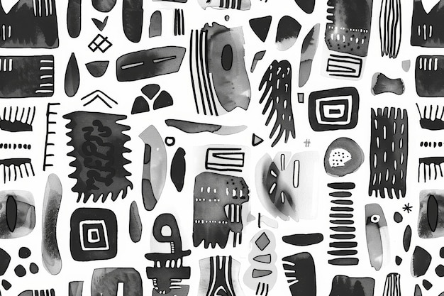 Gray line drawings of organic shapes background