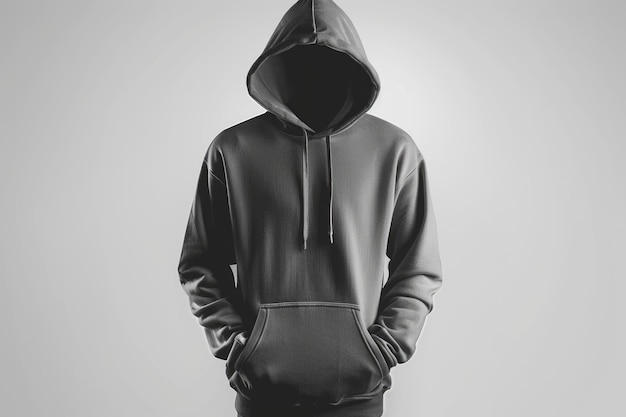 Gray mens hoodie with clipping path for design mockup