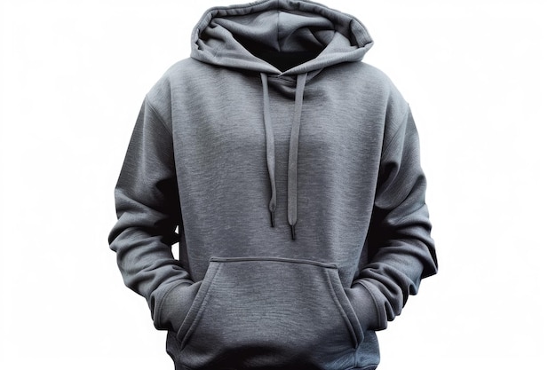 Gray mens hoodie with clipping path for design mockup