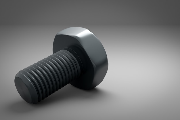 Gray metal screw isolated on gray