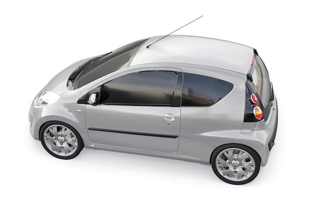 Gray metallic ultra compact city car for the cramped streets of historic cities with low fuel consumption 3d rendering