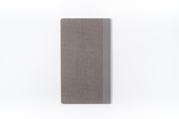 Gray notebook isolated on white background.top view