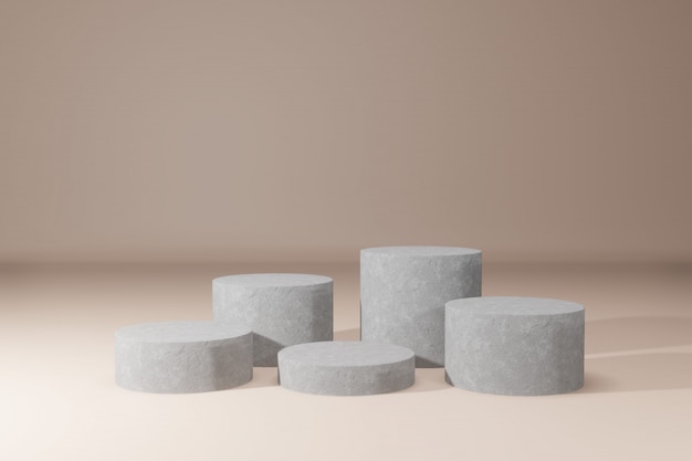 Gray pedestals on a beige background