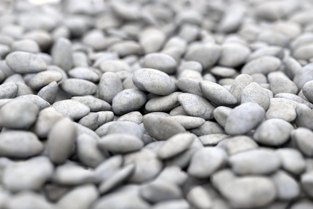 Gray rock pebbles beach on sea shore