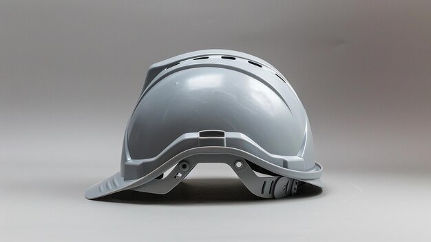 Photo gray safety helmet on flat background