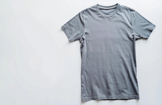 Gray smooth tshirt on a white background mockup minimalistic copy space