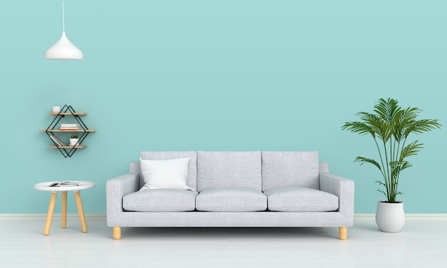 Gray sofa in living room for mockup