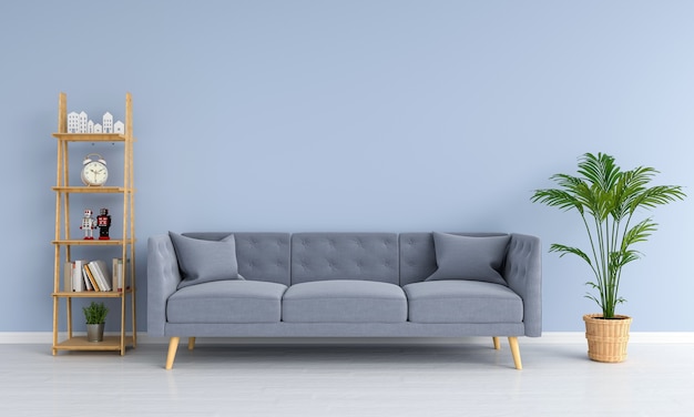 Gray sofa in living room