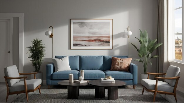 Gray sofa in living room