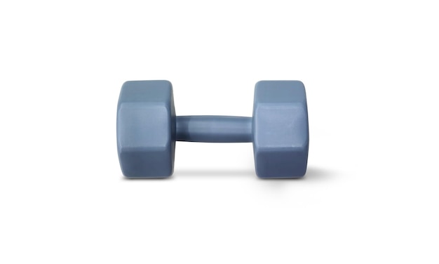 gray steel dumbbell For exercising on a white surface