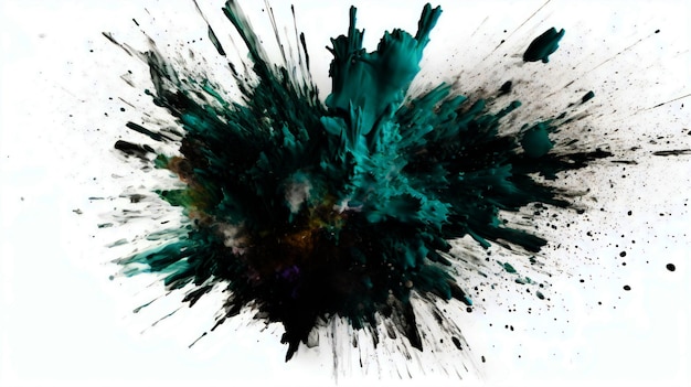 Gray and Teal Color Explosion Paint Splash