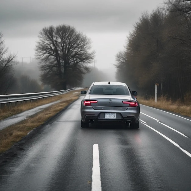 Gray vehicle on road under white sky mnqqva