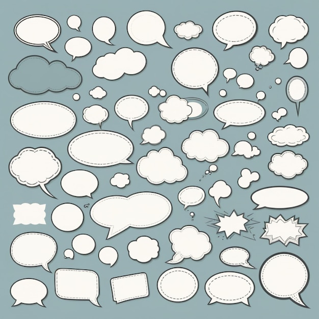 Photo a gray and white drawing of a speech bubble with speech bubbles