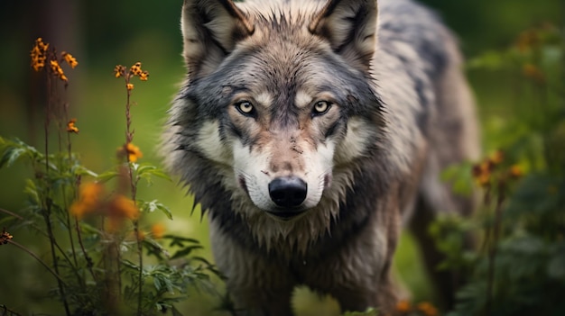 Gray wolf in the wild