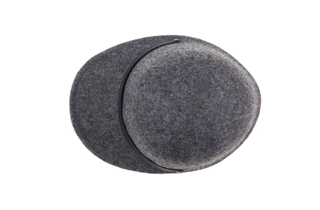 gray wool cap with visor isolated on white background