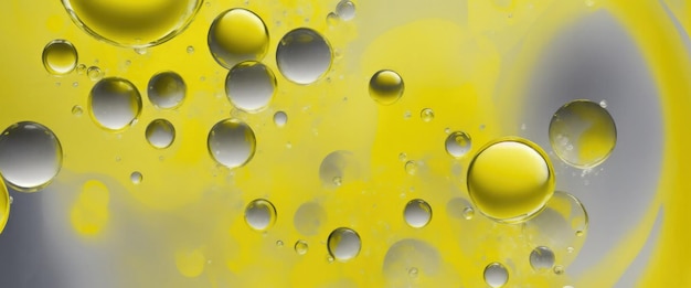 Photo gray and yellow soap bubbles abstract paint design