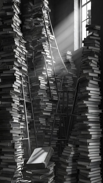 Photo grayscale of piled racks