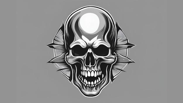 Photo grayscale screaming skull vector logo 3