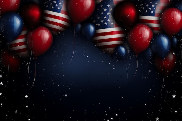 Great background with balloons and fireworks for independence day