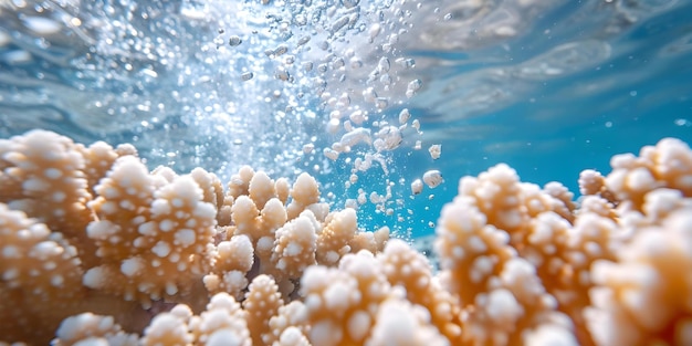 Photo great barrier reef coral spawning gametes released into water to create new life concept marine biology coral spawning great barrier reef reproduction ocean conservation