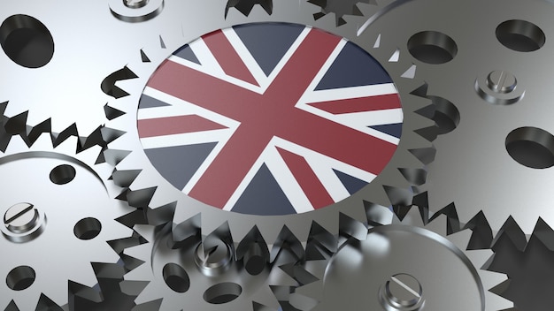 Great Britain flag with gears