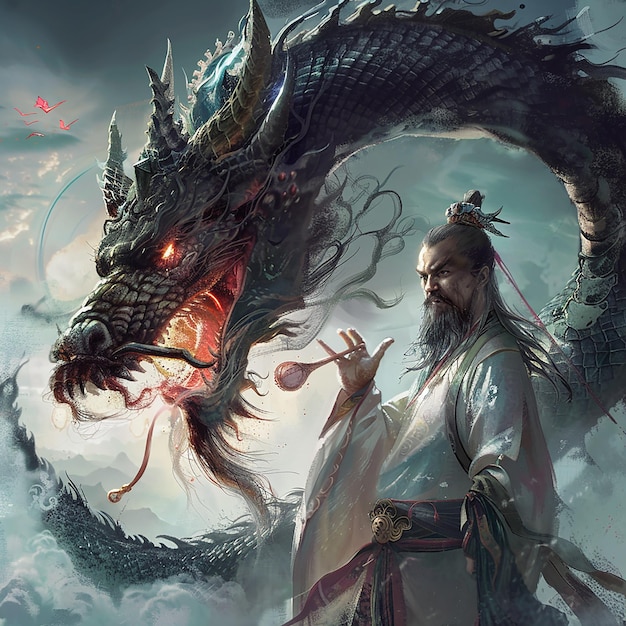 Great Chinese Ancient StyleIn the air In front of him was a black dragon