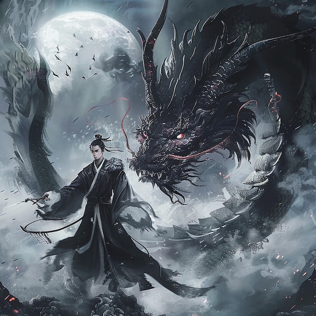 Great Chinese Ancient StyleIn the air In front of him was a black dragon