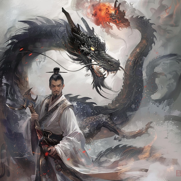 Great Chinese Ancient StyleIn the air In front of him was a black dragon